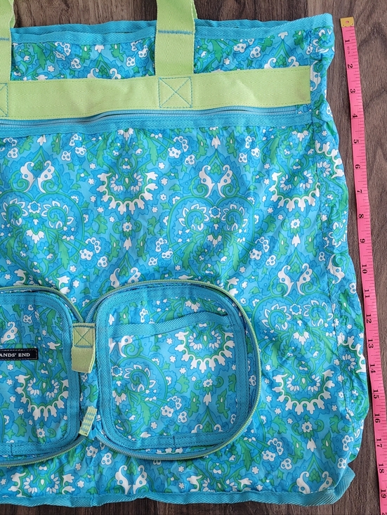 Lands' End Blue & Green Floral Travel/Grocery Pouch - Picture 9 of 11